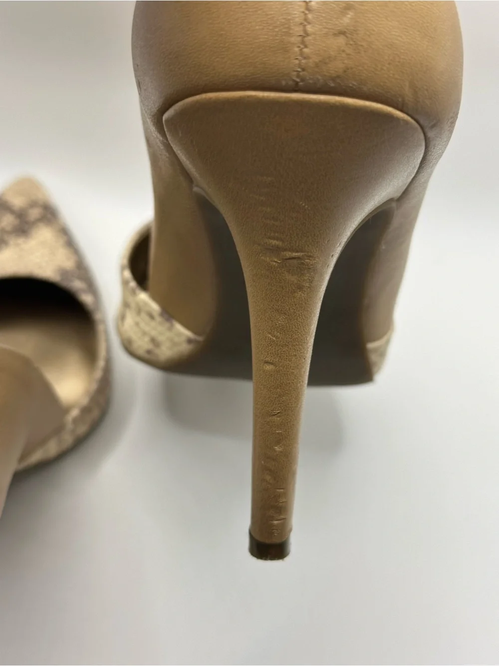 BCBGeneration Tan and Snake-Print Pointed Toe Pump